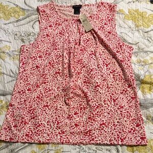 Apt. 9 Red and White Floral Print Sleeveless Top